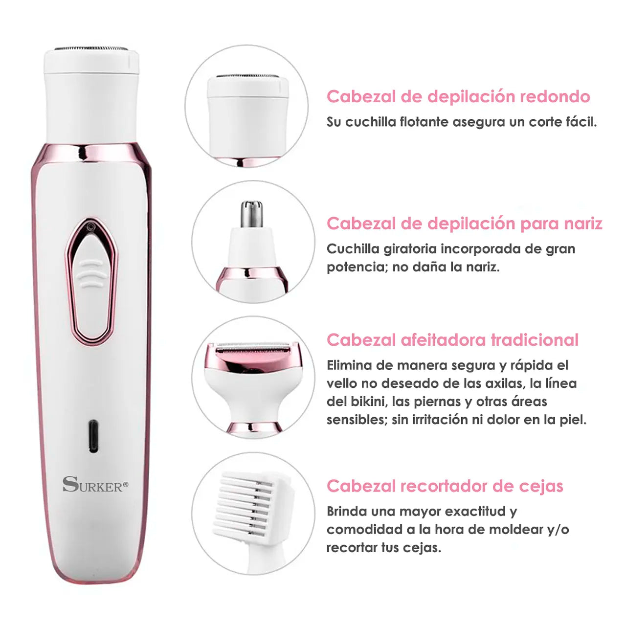 Zelka™ 4X - Depiladora Corporal y Facial 4 en 1