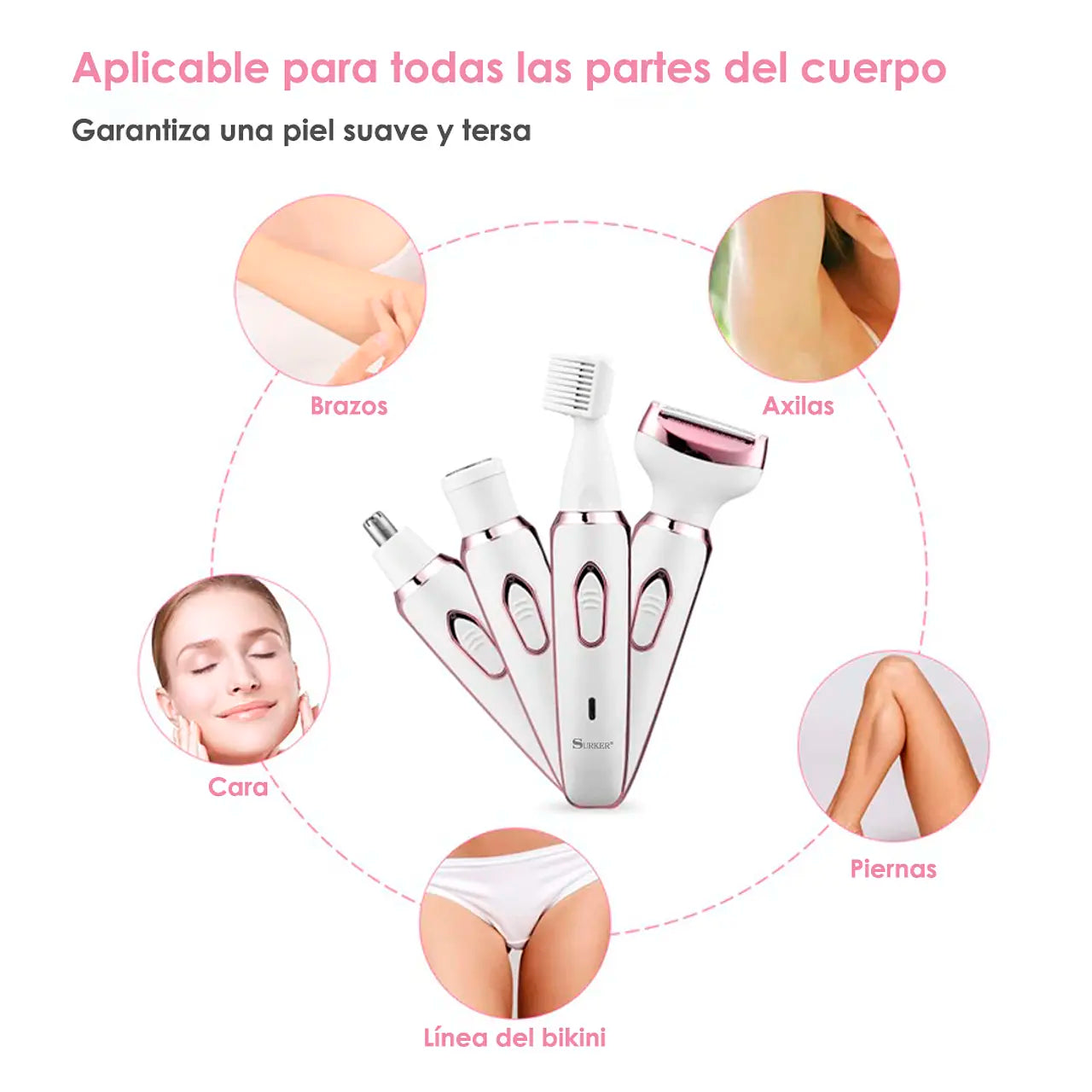 Zelka™ 4X  - Depiladora Corporal y Facial 4 en 1