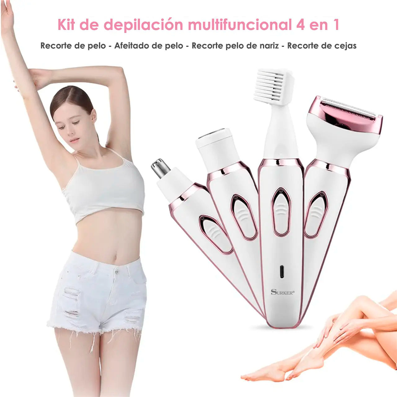 Zelka™ 4X  - Depiladora Corporal y Facial 4 en 1