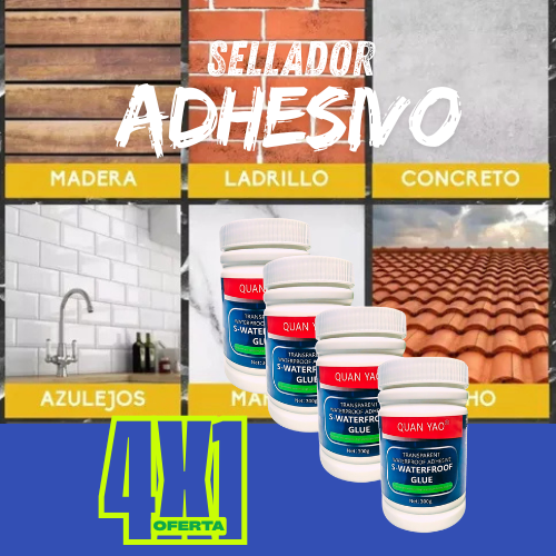 4x1 Sellador Adhesivo Transparente 300grs cada uno.